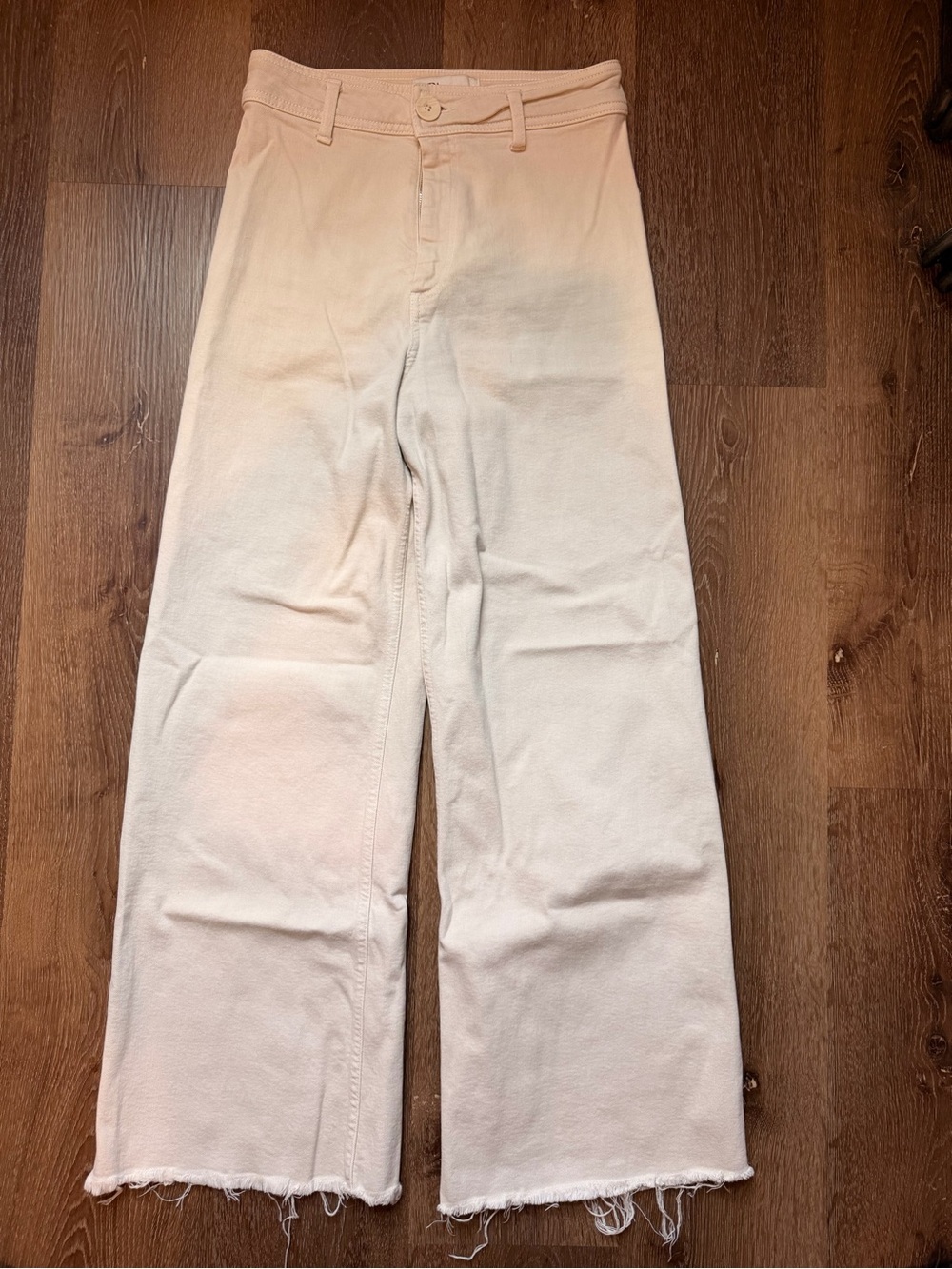 Zara Cream Wide-Leg High-Rise Jeans